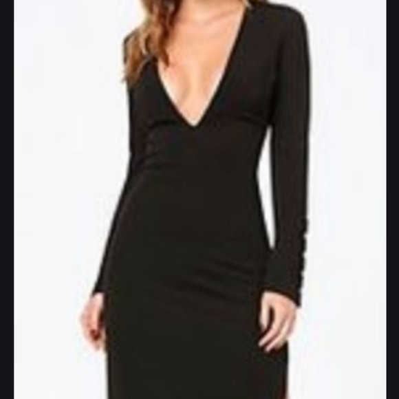 bebe Dresses & Skirts - Buckle Trim Deep V Gown